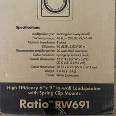 Russound RW691 6×9” pair In-wall Loudspeakers – White – Spring Clip Mounts