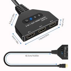 HDMI Switch 3 in 1 Out-HDCP Bypass 2.2, 4K@60hz 3 Way hdmi Splitter Supports …