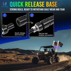 3FT/4FT LED Whip Lights COB Chips RGB Chasing Spiral Antenna for Can-Am ATV UTV