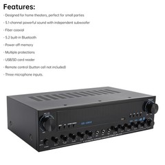 3600W Peak Stereo HiFi Power Bluetooth Amplifier High-Power 5.1 Subwoofer Home