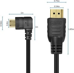 Mini HDMI to HDMI Cable Right-Angled Adapter Male High Speed for Camera 3D 1080p