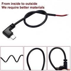 0.25M/0.8Ft Right Angle USB C Male Plug Bare Wire Cable 22AWG 12V 3A 2Pin 4Pcs