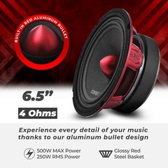 4x DS18 PRO-X6.4BM 6.5″ Midrange Speakers 500W Max Loudspeaker With Bullet 4 Ohm