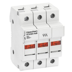 RT1832X 32A AC690V Cylindrical Fuse Holder Base DIN Rail Mounting CE 3P