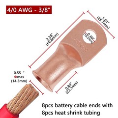 8pcs 4/0 AWG-3/8 Battery LugsHeavy Duty Wire LugsRing TerminalsBattery Cable …
