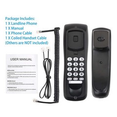 Landline Phone Corded Phone For Home Office Desk Wall Mount Telephone, Black,US