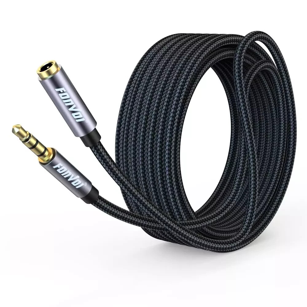 4 Pole 3.5Mm Stereo Jack Male to Female Aux Extension Cable, 8FT