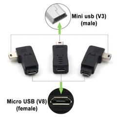 Micro USB to Mini USB Male Female Adapter Data Sync Converter Connectors Angle