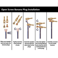 12 Pairs Open Screw Type Banana Plugs for Speaker Wire Home Theater Stereo
