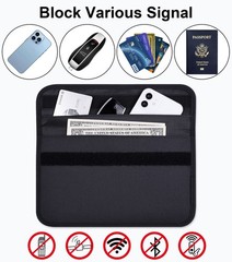 Wisdompro Faraday Bag, RFID Signal 9.5 x 5.5 inches, Black (9.5 x 5.5)