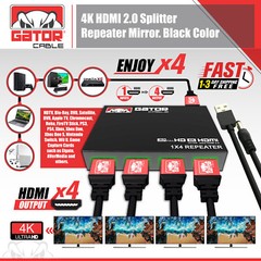 4K HDMI 2.0 Cable Repeater Mirror Splitter Amplifier HUB Box 3D 1 In 4 Out 1×4