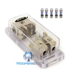 pkg SCOSCHE EFX BLOCKA2 4 AWG IN 2 8 AWG OUT FUSE AGU HOLDER BOX BLOCK + 5 FUSES