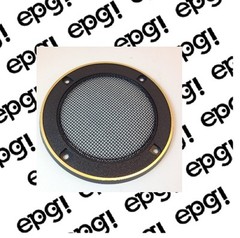 1 SINGLE 4-5/8″ ROUND SPEAKER GRILL PLASTIC – METAL MESH GOLD TRIM #ZSGG31LRG