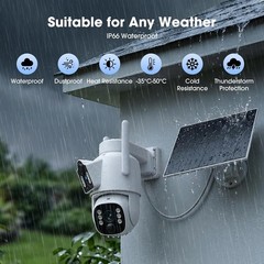 Dual Lens Solar Security Camera System Home Wireless Outdoor 4PC 10CH NVR 500GB