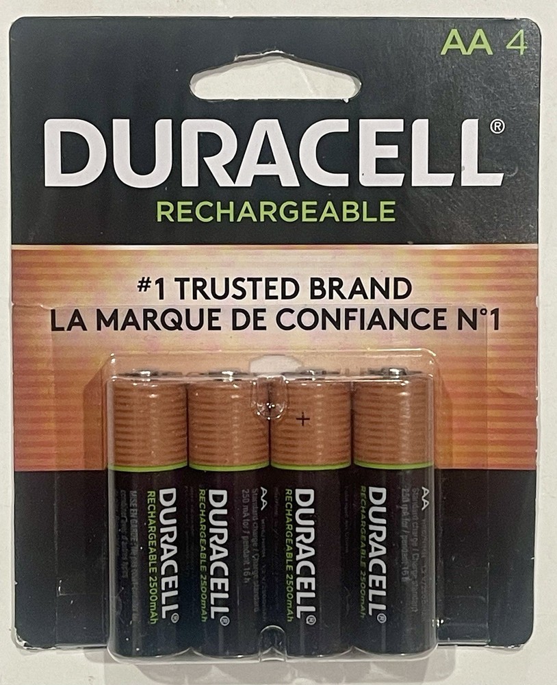 DURACELL RECHARGEABLE NIMH BATTERIES AA (4 PACK) DX1500-GUARANTEED 10 YEARS-NEW