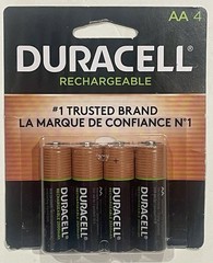 DURACELL RECHARGEABLE NIMH BATTERIES AA (4 PACK) DX1500-GUARANTEED 10 YEARS-NEW