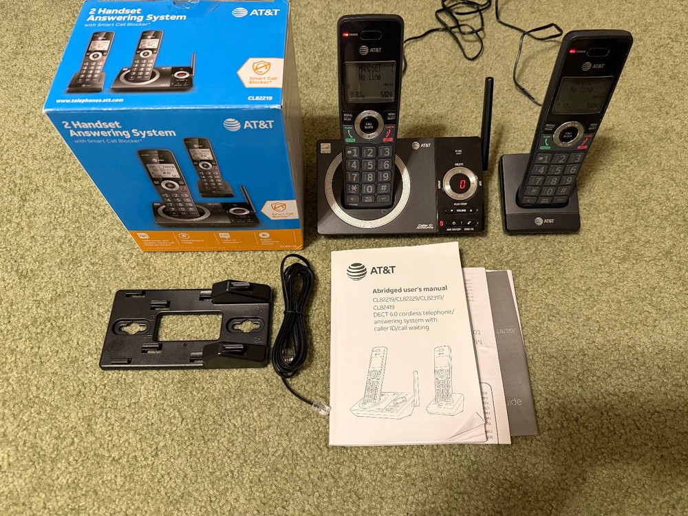 AT&T CL82219 DECT 6.0 2-Handset Cordless Phone w/ Answering Machine