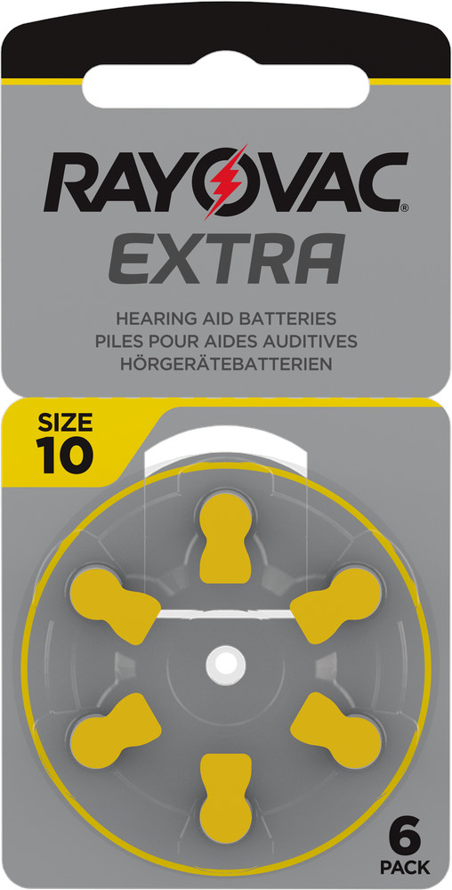 6 x Rayovac Hearing Aid Batteries 10 Extra Advanced 1.45V 105mAh 10AU-6XEMF