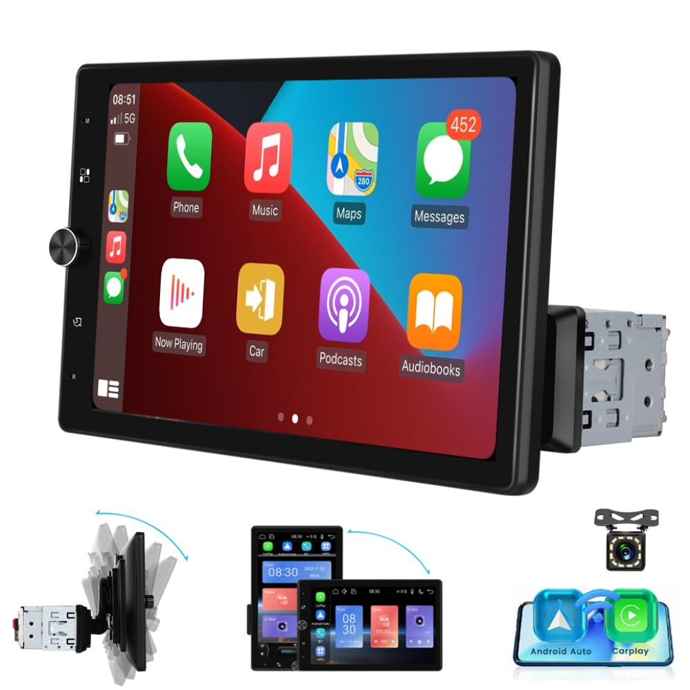 10.4″ 1 DIN Car Stereo Radio Carplay Android Auto Vertical Screen GPS + Camera
