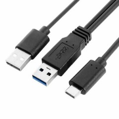Type-C USB-C to USB 3.0 Male USB 2.0 Dual Power Data Y Cable for Laptop 5Gbps