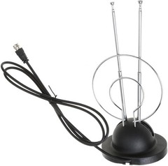Indoor Rabbit Ear TV Antenna for Universal Clear HDTV VHF UHF Dual Loop Coaxial