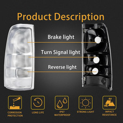1999-2002 Silverado 1500 2500 3500 1999-2006 Sierra Tail Light–Compatible Replac