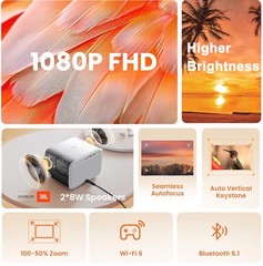 Yaber L2s 1080P Projector WiFi 6 and Bluetooth Built-in JBL Surround Sound