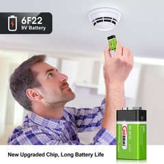 Batteries 9V Block Battery, 6 Pieces, Longlife Power for Smoke Detectors, Fir…
