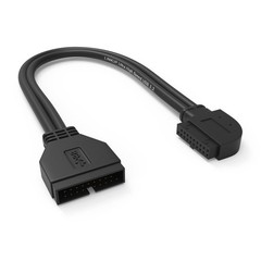 24cm 90-Degree Left Angle USB 3.1 20-Pin Motherboard Header Adapter Black
