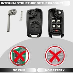 2 Pack 5 Button Key Fob Case for Chevy Cruze Equinox Impala Camaro Malibu