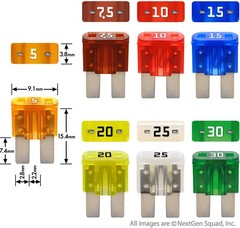 Micro2 Blade Fuses 120 Piece Assortment 5 7.5 10 15 20 25 30 Amp + Puller