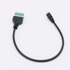 1FT Mini USB Male to 5 Pin Screw Terminal Connector Plug w/ Shield Adapter Cable