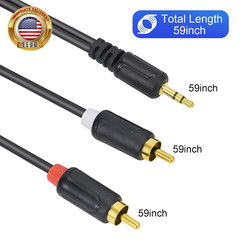 RCA Cables – 59IN/5FT Stereo Jack to 2RCA Plugs for Smartphone, Tablet, HDTV, DV