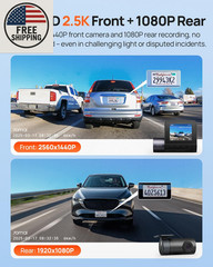 70Mai Dash Cam Front and Rear 2.5K+1080P HDR 64GB Card Included (A410)