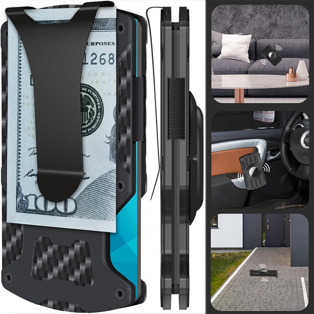 Airtag Wallet Case Carbon Fiber Slim Credit Card Holder Air Tag Cover Money Clip