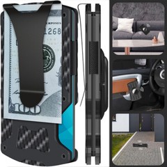 Airtag Wallet Case Carbon Fiber Slim Credit Card Holder Air Tag Cover Money Clip