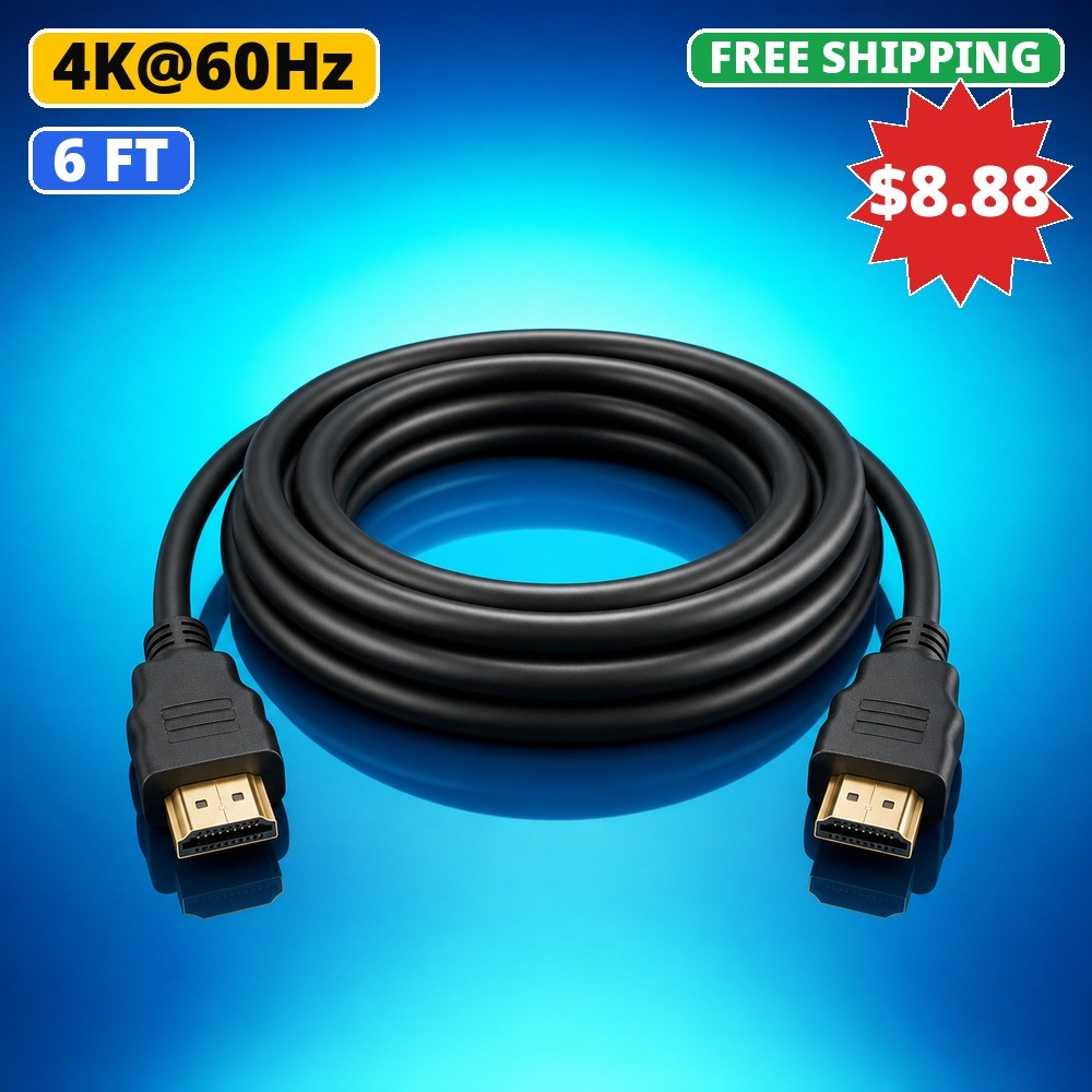 6FT HDMI Cable 4K High Speed for HDTV PS5 PS4 Xbox Series X Monitor Laptop Roku