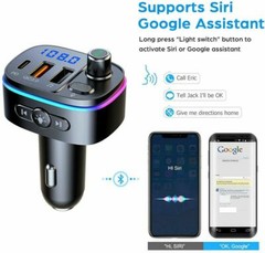 Bluetooth 5.0 FM Transmitter for Car, QC3.0 Type-C PD 18W Wireless FM Radio Kit