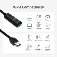 SIIG USB 3.0 Active Repeater Cable 33 Feet, USB Extension Cable for USB Flash