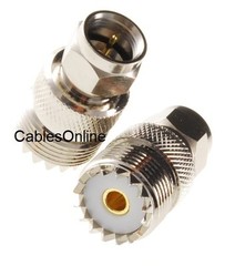 2-Pack F-Type Male Plug to UHF PL259 Female Jack Adapter, CablesOnline RF-U113-2