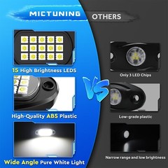 12/16/20/24 Pods Pure White LED Rock Lights, Underglow Underbody Glow Lights Kit