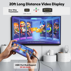 4K USB C to HDMI Cable 15 or 20FT, High Speed Type-C to HDMI Cord-Braided,Thunde