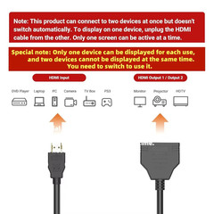 4K HDMI Cable Splitter Adapter 2.0 Converter 1 In 2 Out 1 Male to 2 Female