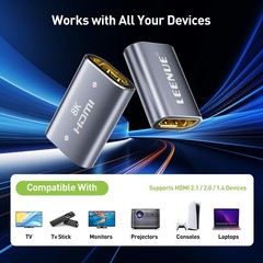 LEENUE HDMI Coupler 8K Female to Connector, 1 Pack 1 8K, Silver