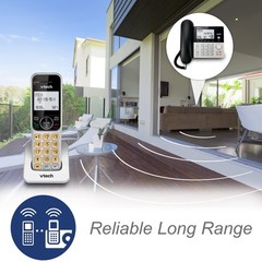 VTech – DECT 6.0 2 Handsets Corded Cordless Phone w/ Answering Machine, VG208-2