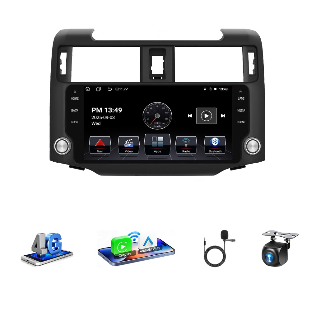 Android Car Radio for Toyota 4Runner, 4GB RAM 64GB ROM, 4G LTE, 1080p AHD Camera