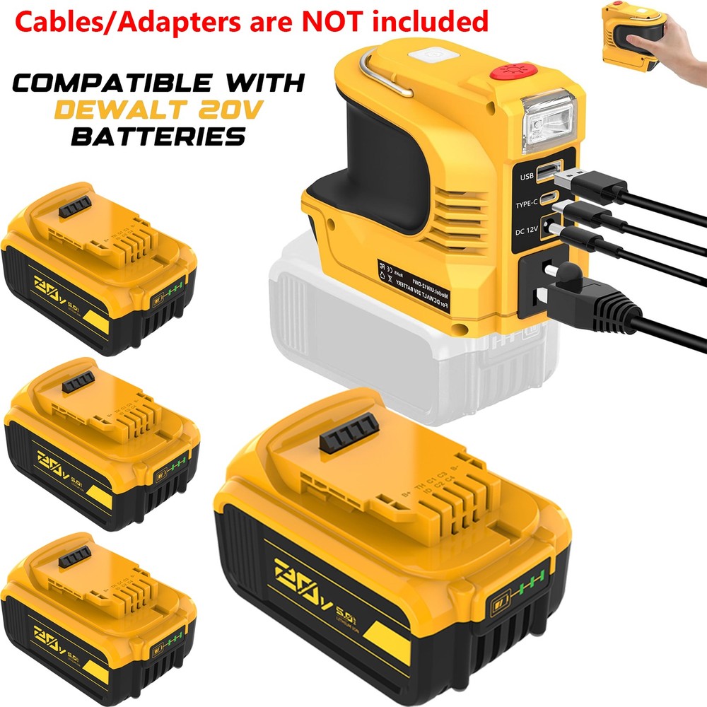 4 Pack For DeWalt 20V Max 5.0AH Lithium Ion Battery DCB205 + 220W Power Inverter