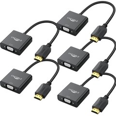 HDMI to VGA Adapter 5 Pack Black,Braided HDMI to VGA Adapter Male to Female C…