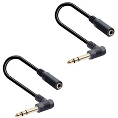 6.35mm 1/4″ Male to 3.5mm 1/8″ Female Right Angle Male Stereo Jack Adapter Cable