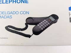 Black Slim Corded Telephone with Caller ID by Home Plus – Desk or Wall Mounted